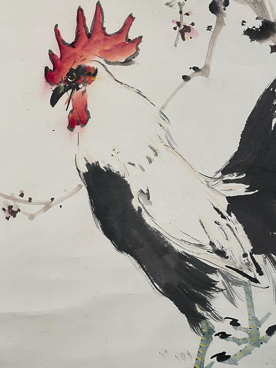 模写】【一灯】ia3478〈石竹人〉梅鶏図 中国画