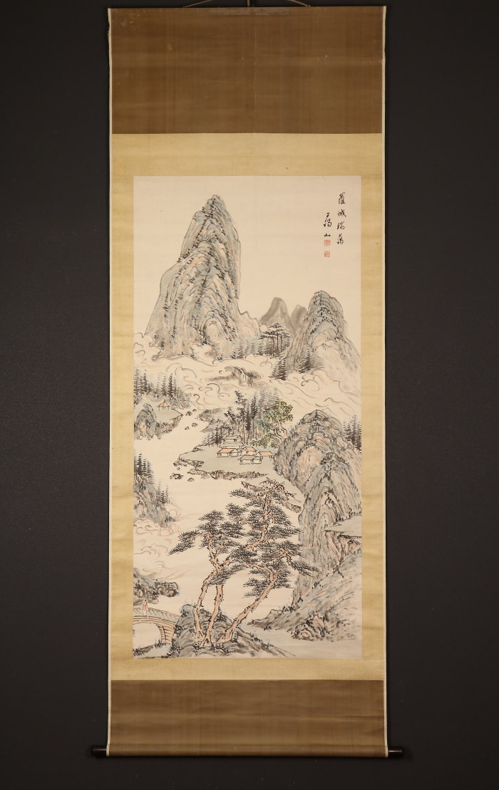 模写/谷文晁/山水図/山水佳趣図/山家図/山水人物図/掛軸名家伝来/AH-719 模写/谷文晁/山水図/山水佳趣図/山家図/山水人物図/掛軸